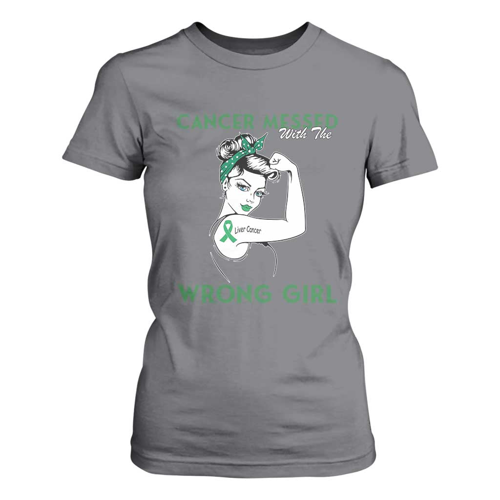 Liver Cancer Warrior Unbreakable Gift T Shirt For Women Cancer Messed With The Wrong Girl