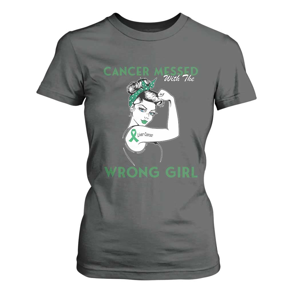 Liver Cancer Warrior Unbreakable Gift T Shirt For Women Cancer Messed With The Wrong Girl