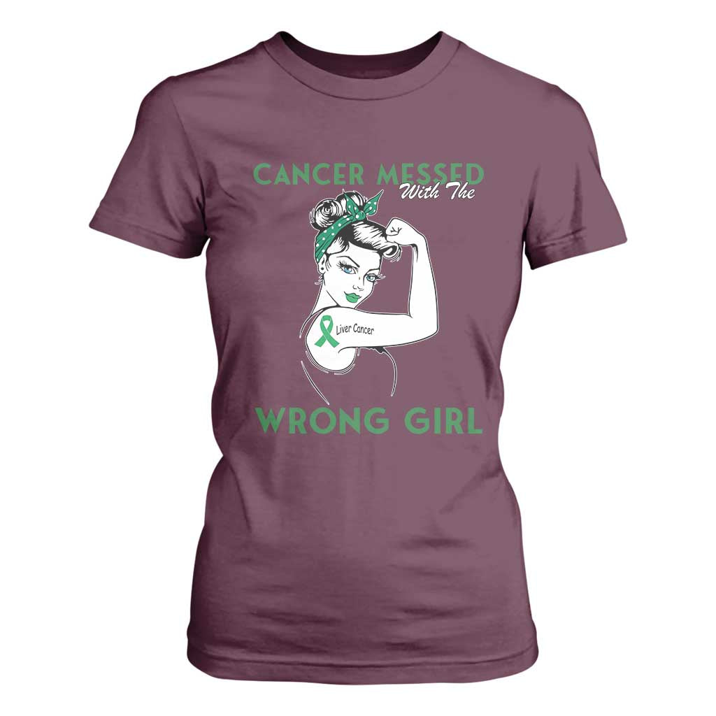 Liver Cancer Warrior Unbreakable Gift T Shirt For Women Cancer Messed With The Wrong Girl