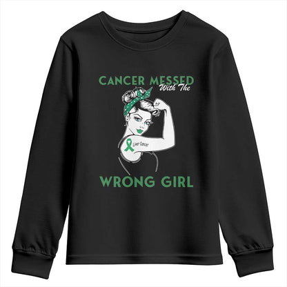 Liver Cancer Warrior Unbreakable Gift Youth Sweatshirt Cancer Messed With The Wrong Girl