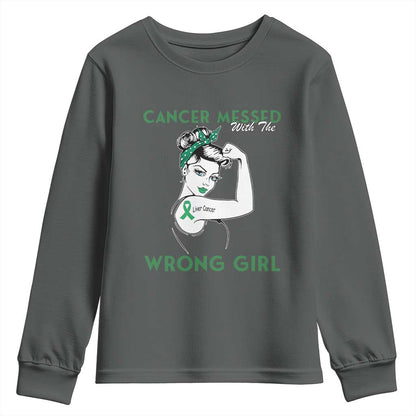 Liver Cancer Warrior Unbreakable Gift Youth Sweatshirt Cancer Messed With The Wrong Girl
