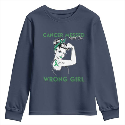 Liver Cancer Warrior Unbreakable Gift Youth Sweatshirt Cancer Messed With The Wrong Girl