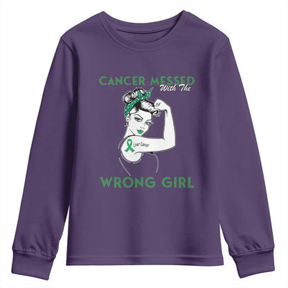 Liver Cancer Warrior Unbreakable Gift Youth Sweatshirt Cancer Messed With The Wrong Girl