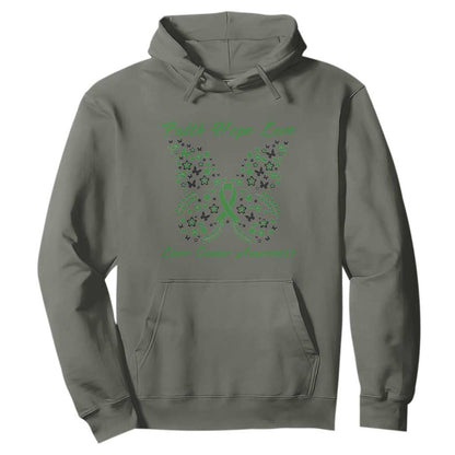Faith Hope Love Liver Cancer Support Hoodie Butterfly Ribbon Floral Gift