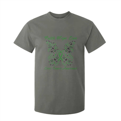 Faith Hope Love Liver Cancer Support T Shirt For Kid Butterfly Ribbon Floral Gift