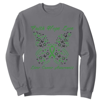 Faith Hope Love Liver Cancer Support Sweatshirt Butterfly Ribbon Floral Gift