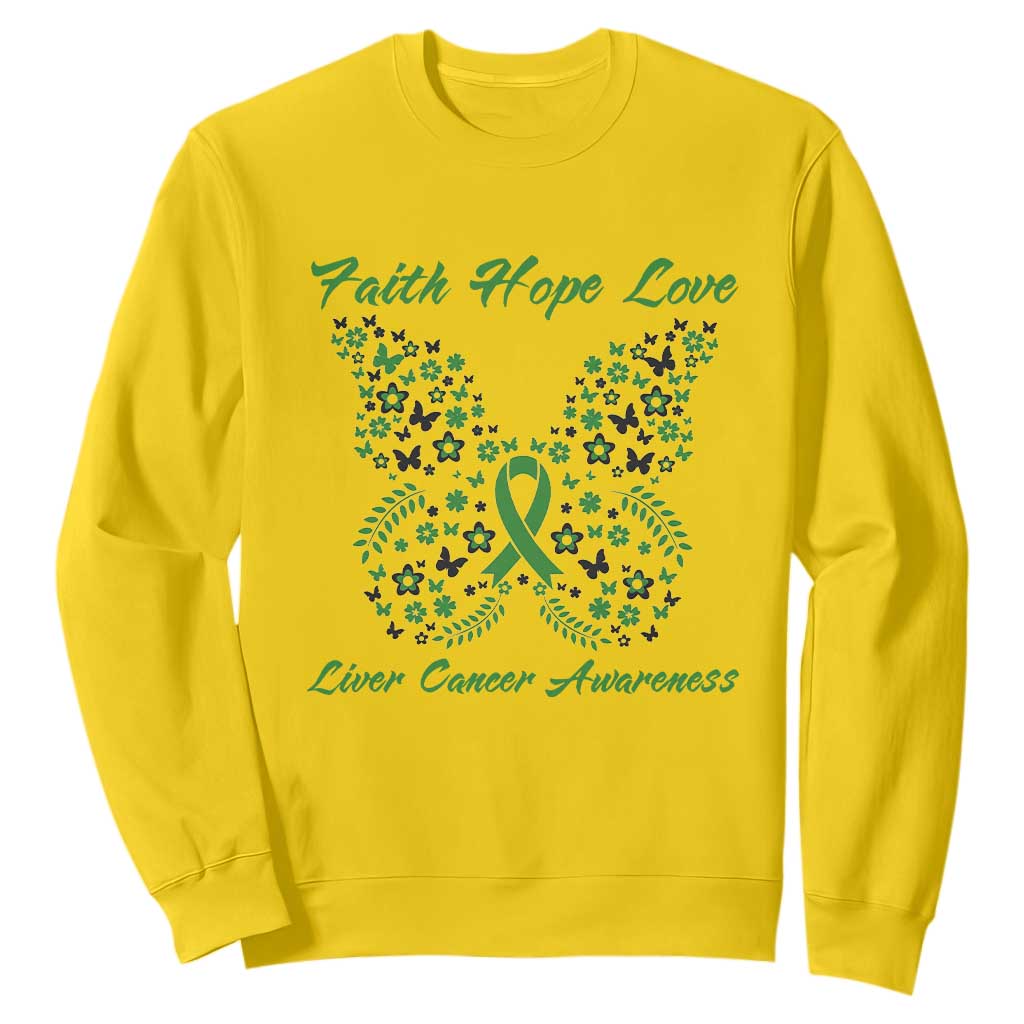 Faith Hope Love Liver Cancer Support Sweatshirt Butterfly Ribbon Floral Gift