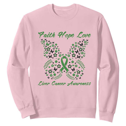 Faith Hope Love Liver Cancer Support Sweatshirt Butterfly Ribbon Floral Gift