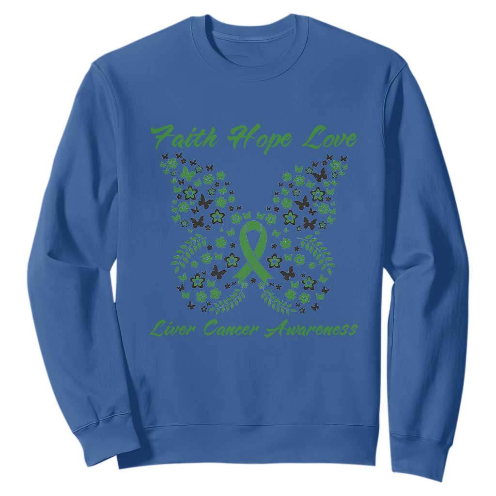 Faith Hope Love Liver Cancer Support Sweatshirt Butterfly Ribbon Floral Gift