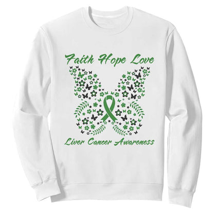 Faith Hope Love Liver Cancer Support Sweatshirt Butterfly Ribbon Floral Gift