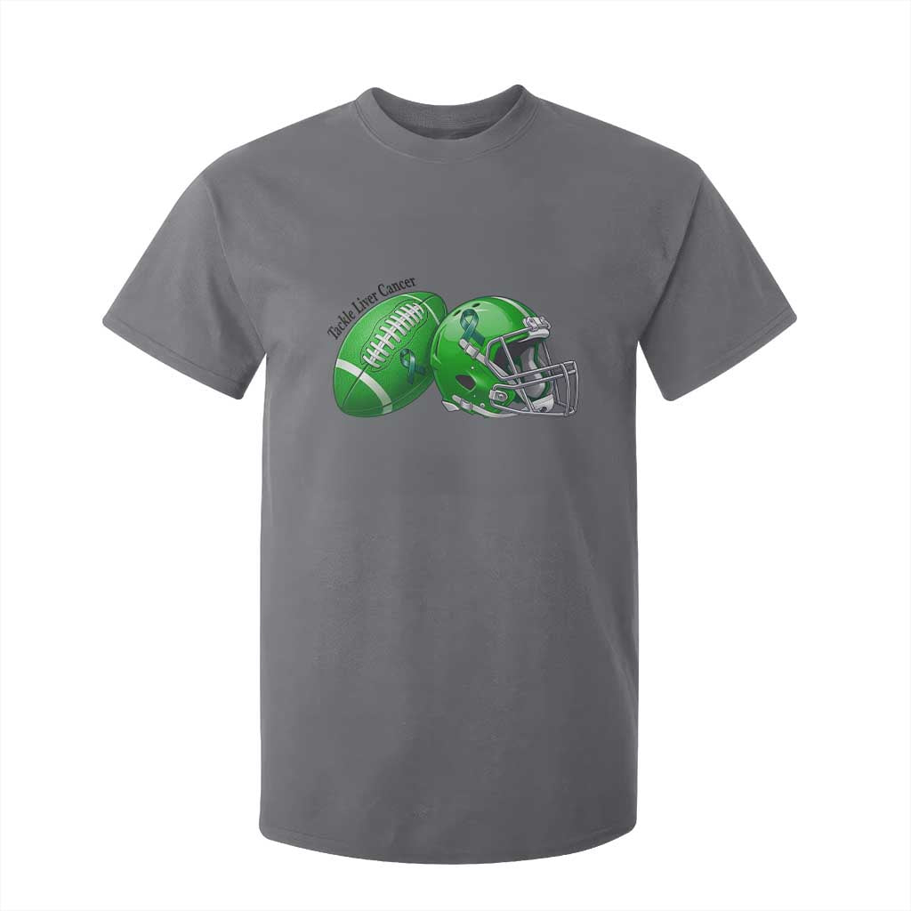 Liver Cancer Support Gift T Shirt For Kid October Tackle Cancer Football