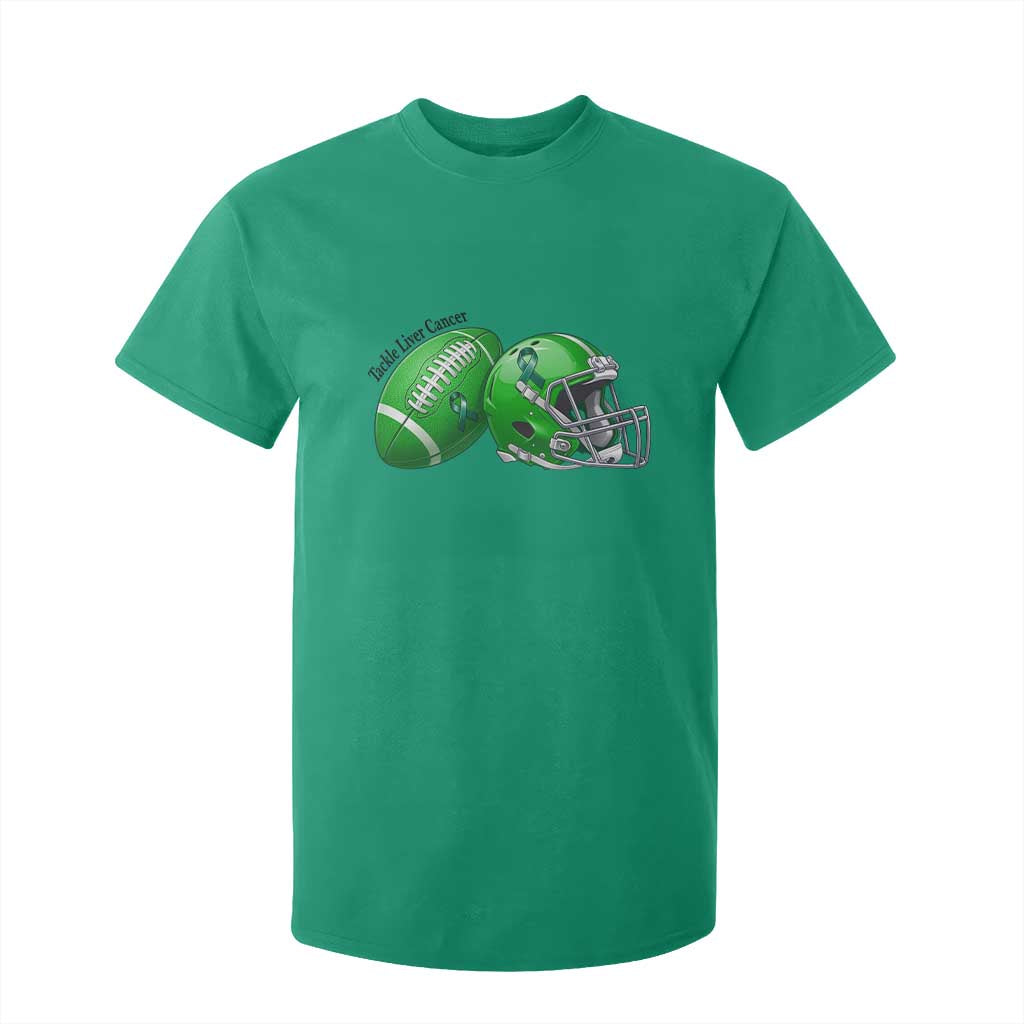 Liver Cancer Support Gift T Shirt For Kid October Tackle Cancer Football