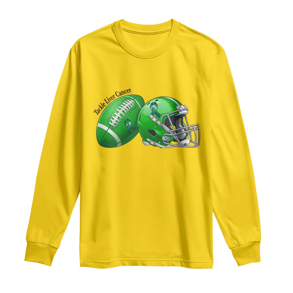 Liver Cancer Support Gift Long Sleeve Shirt October Tackle Cancer Football