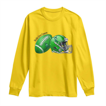 Liver Cancer Support Gift Long Sleeve Shirt October Tackle Cancer Football