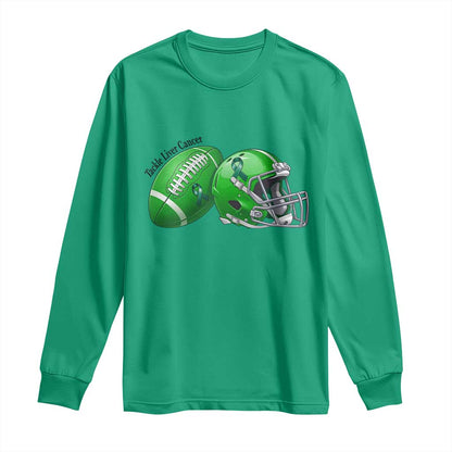 Liver Cancer Support Gift Long Sleeve Shirt October Tackle Cancer Football