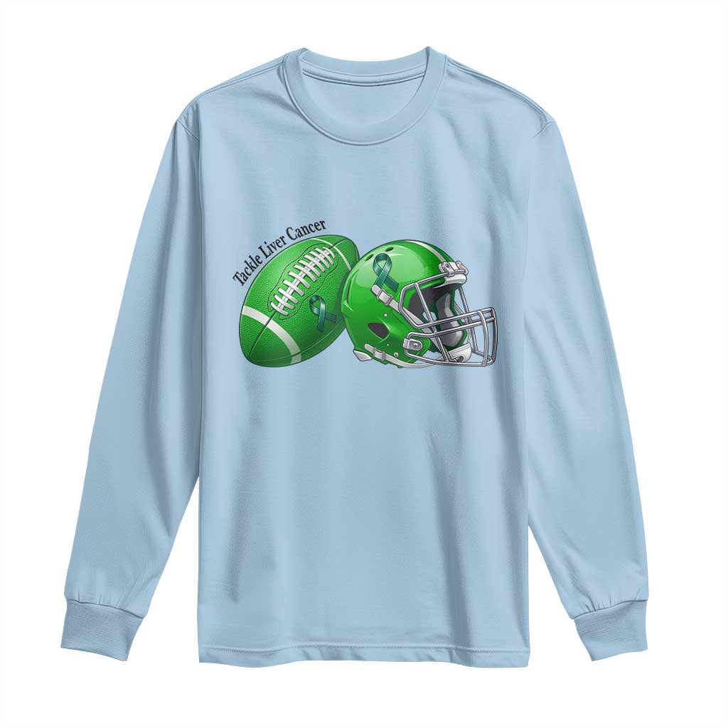 Liver Cancer Support Gift Long Sleeve Shirt October Tackle Cancer Football