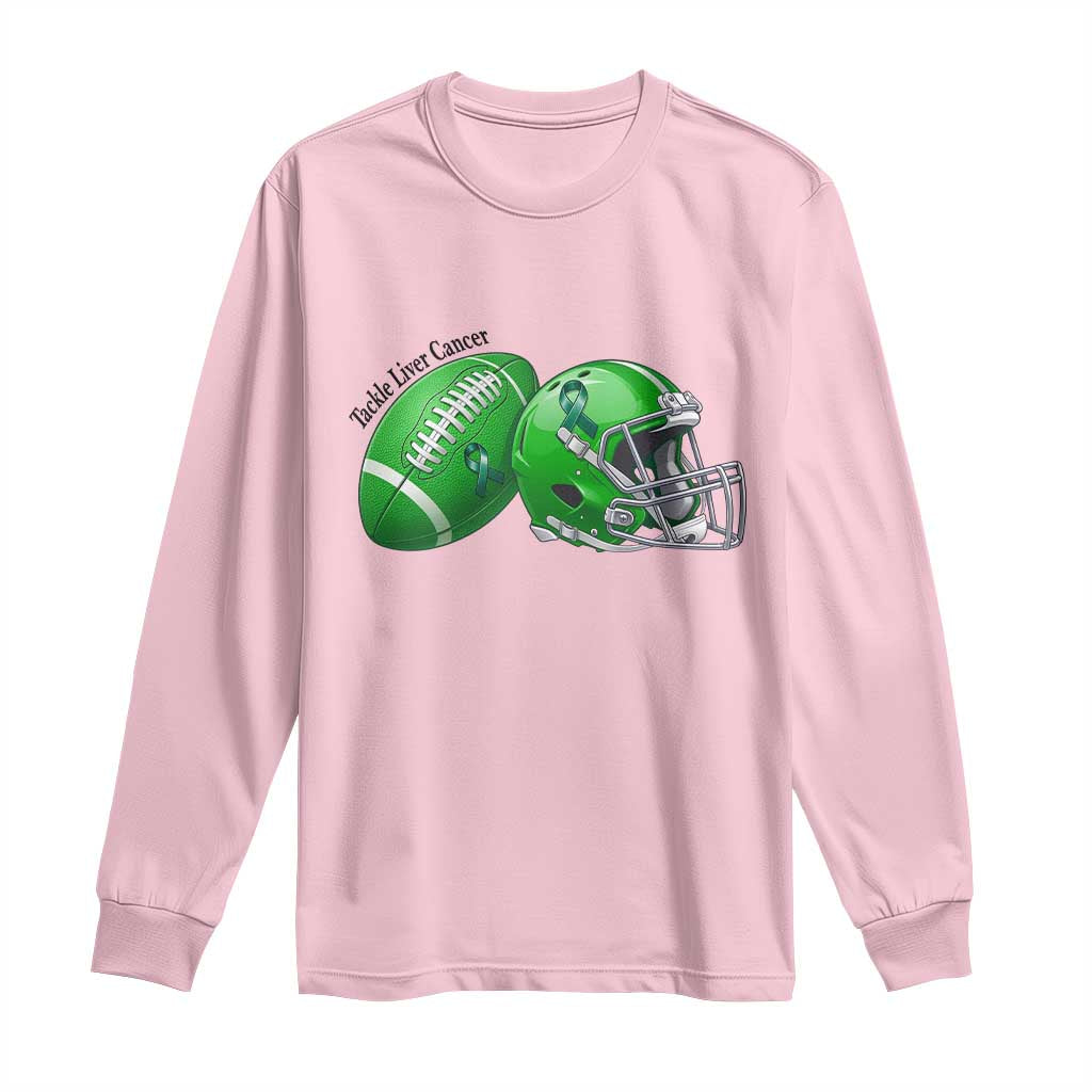 Liver Cancer Support Gift Long Sleeve Shirt October Tackle Cancer Football