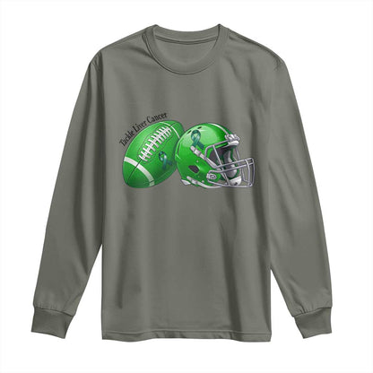 Liver Cancer Support Gift Long Sleeve Shirt October Tackle Cancer Football