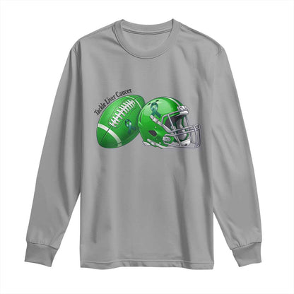 Liver Cancer Support Gift Long Sleeve Shirt October Tackle Cancer Football