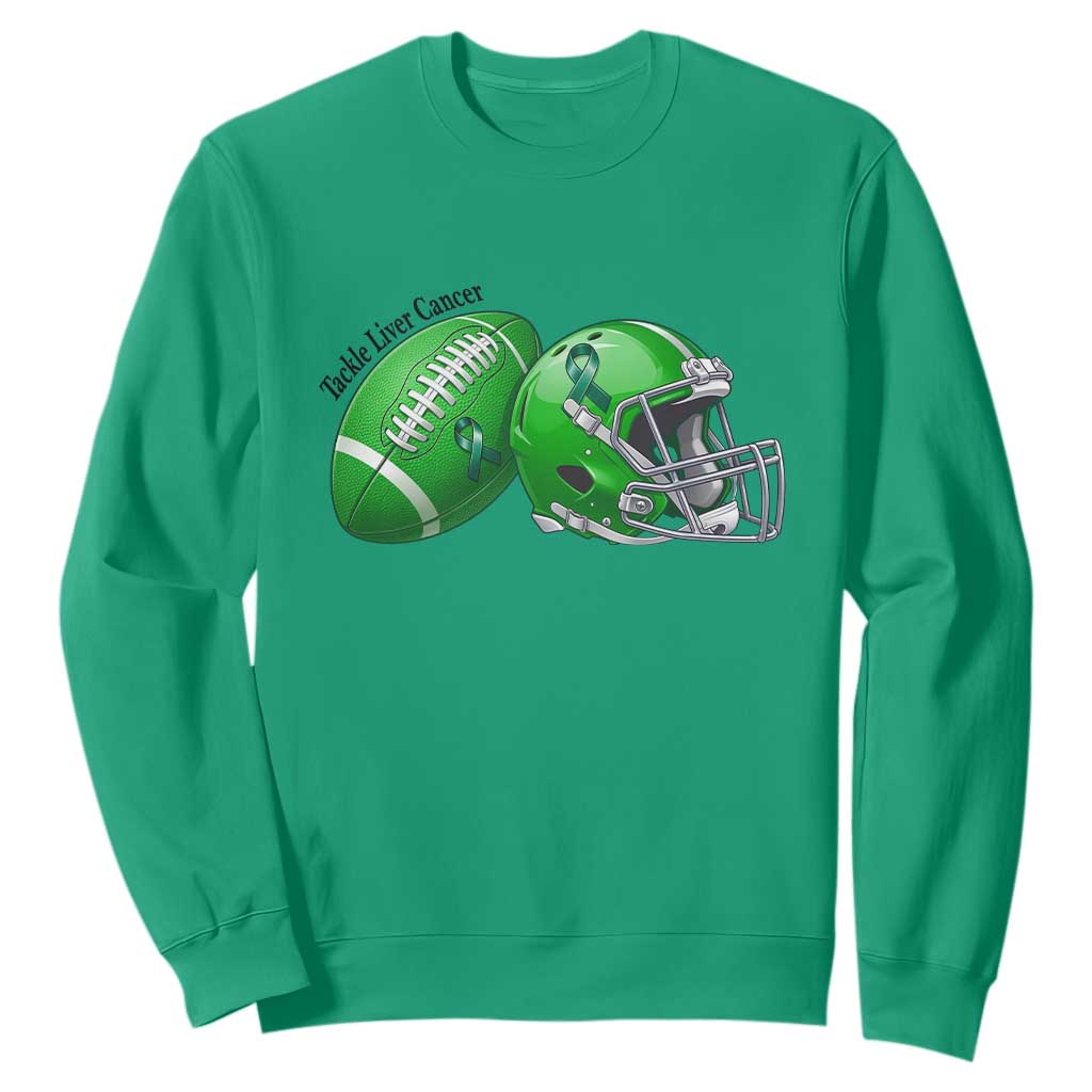 Liver Cancer Support Gift Sweatshirt October Tackle Cancer Football