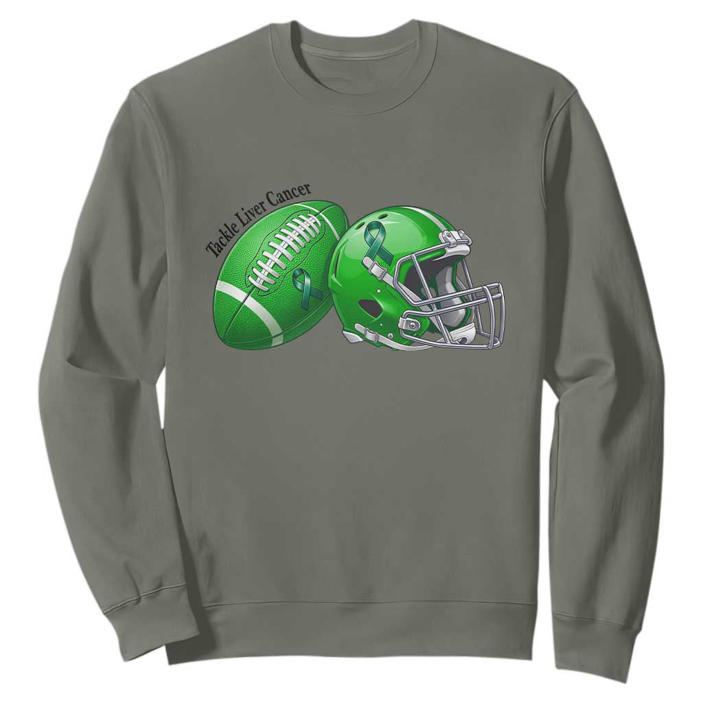 Liver Cancer Support Gift Sweatshirt October Tackle Cancer Football
