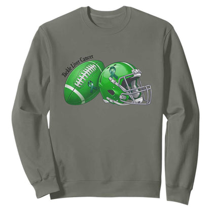 Liver Cancer Support Gift Sweatshirt October Tackle Cancer Football