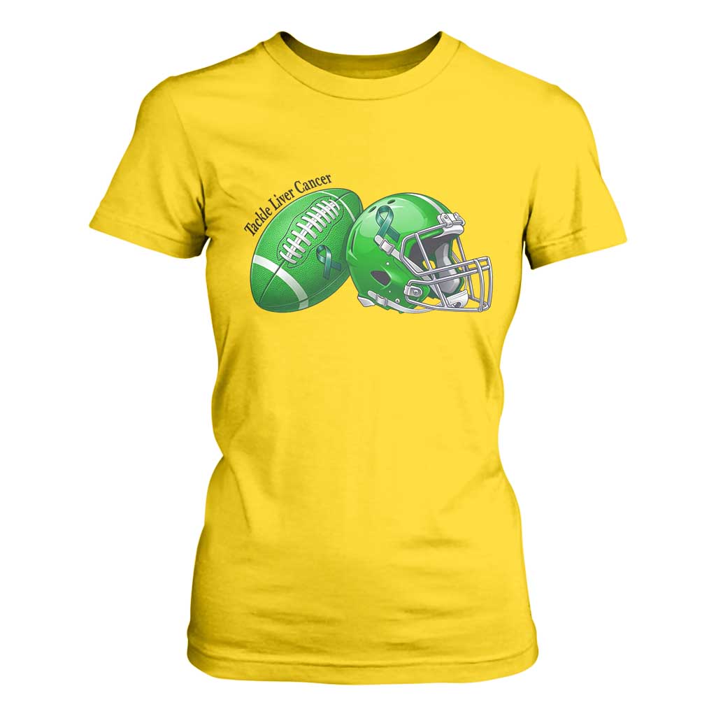 Liver Cancer Support Gift T Shirt For Women October Tackle Cancer Football