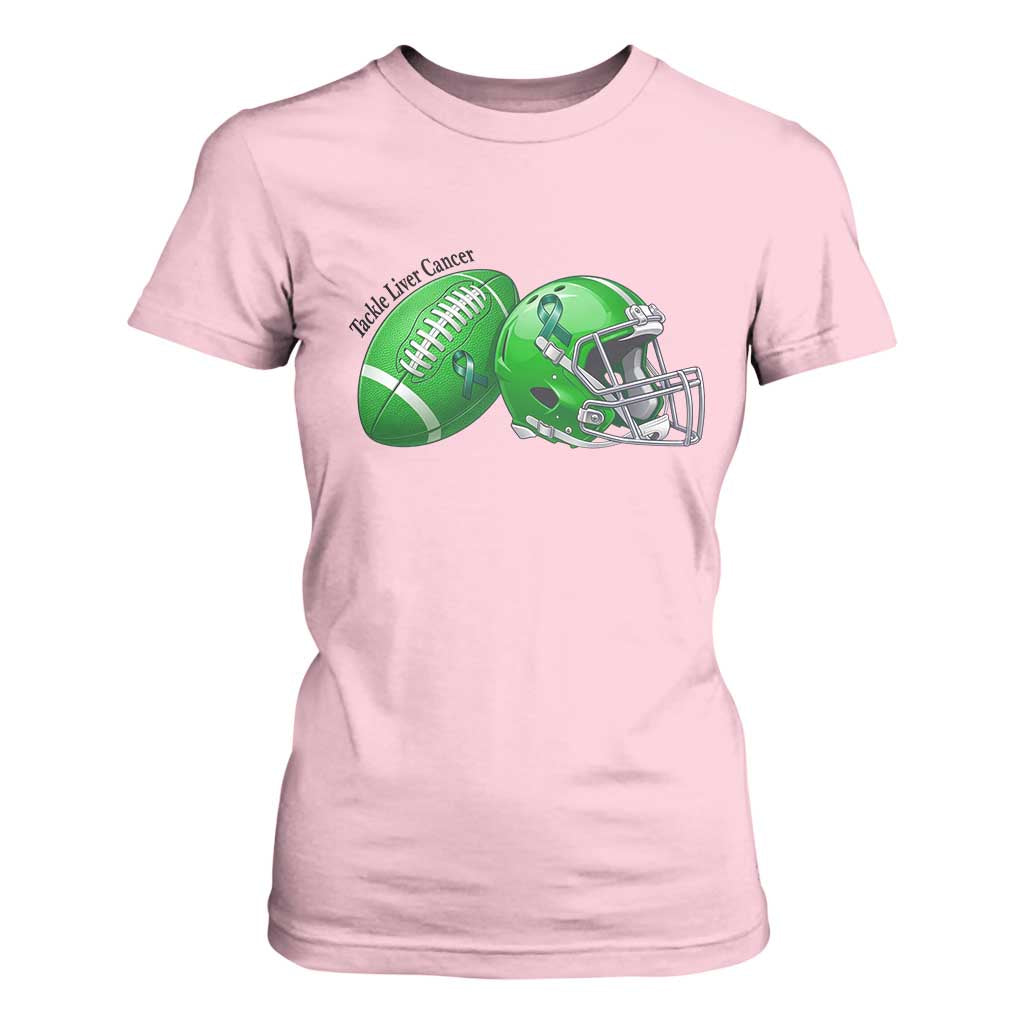 Liver Cancer Support Gift T Shirt For Women October Tackle Cancer Football