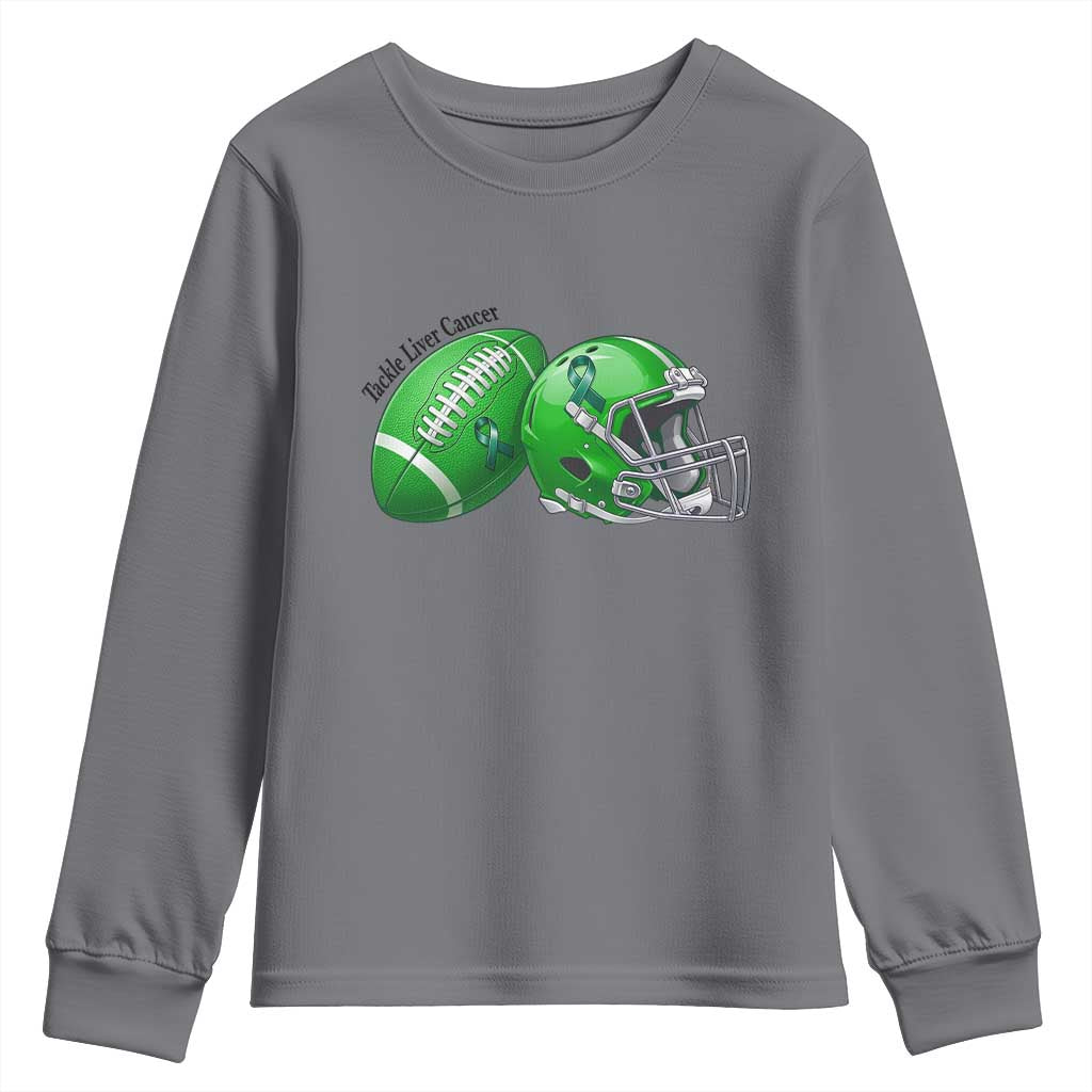 Liver Cancer Support Gift Youth Sweatshirt October Tackle Cancer Football