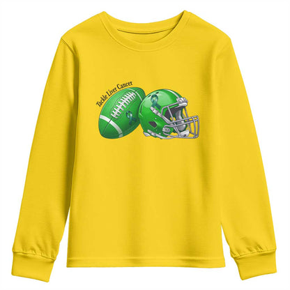 Liver Cancer Support Gift Youth Sweatshirt October Tackle Cancer Football