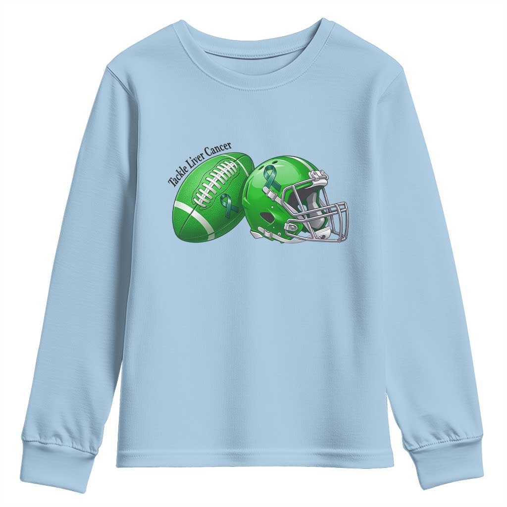 Liver Cancer Support Gift Youth Sweatshirt October Tackle Cancer Football