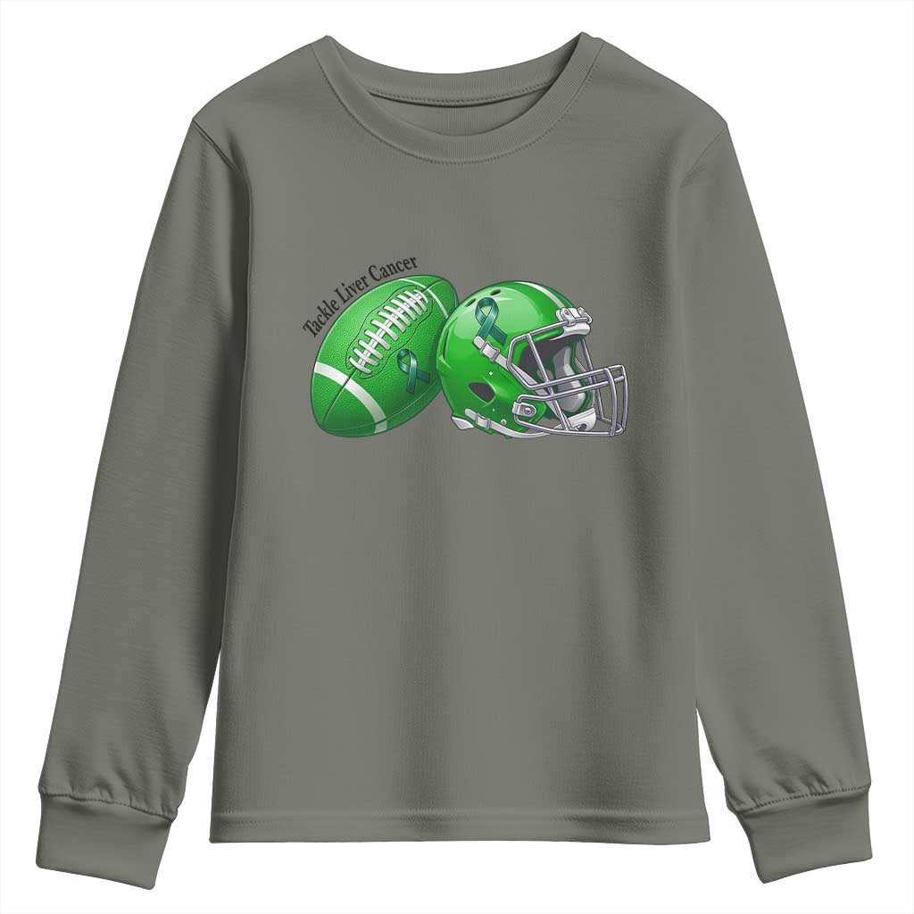 Liver Cancer Support Gift Youth Sweatshirt October Tackle Cancer Football