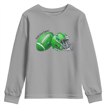 Liver Cancer Support Gift Youth Sweatshirt October Tackle Cancer Football
