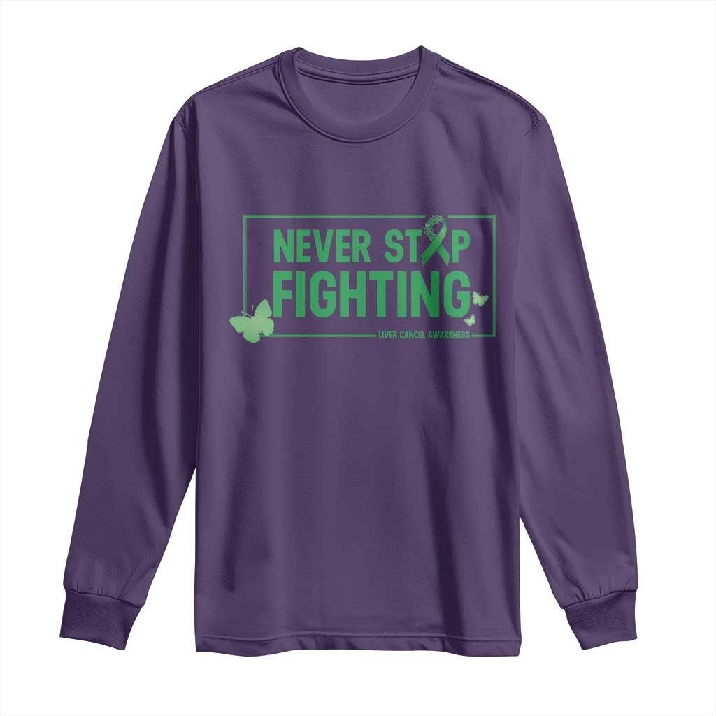Liver Cancer Warrior Long Sleeve Shirt Never Stop Fighting Support Gift