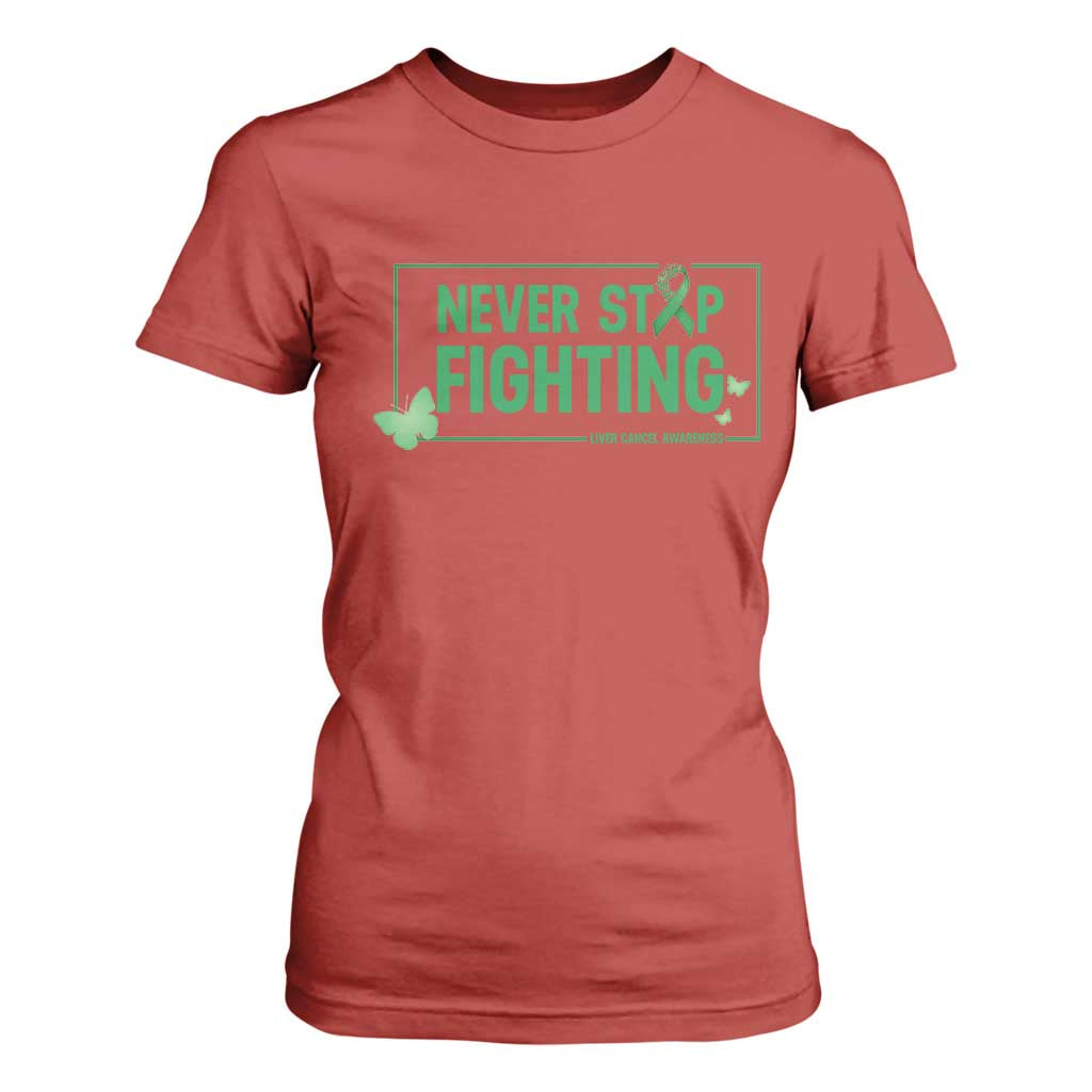 Liver Cancer Warrior T Shirt For Women Never Stop Fighting Support Gift