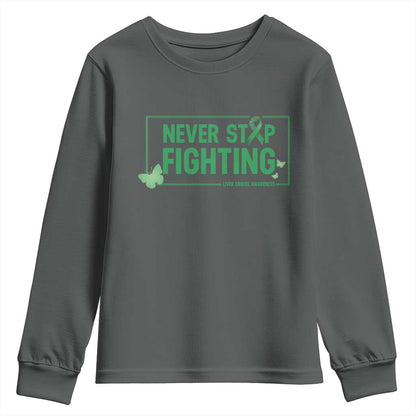 Liver Cancer Warrior Youth Sweatshirt Never Stop Fighting Support Gift