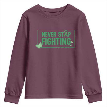 Liver Cancer Warrior Youth Sweatshirt Never Stop Fighting Support Gift