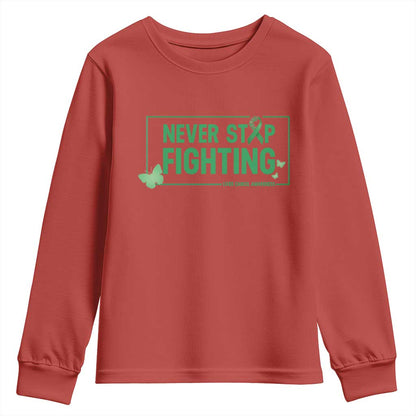 Liver Cancer Warrior Youth Sweatshirt Never Stop Fighting Support Gift