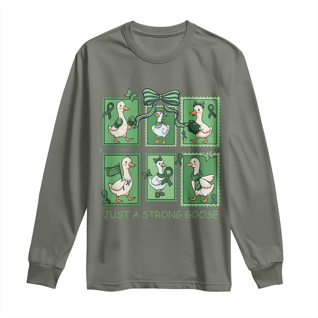Funny Liver Cancer Warrior Support Gift Long Sleeve Shirt Just A Strong Goose