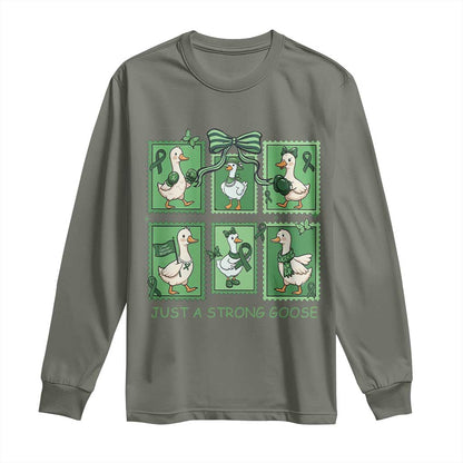 Funny Liver Cancer Warrior Support Gift Long Sleeve Shirt Just A Strong Goose
