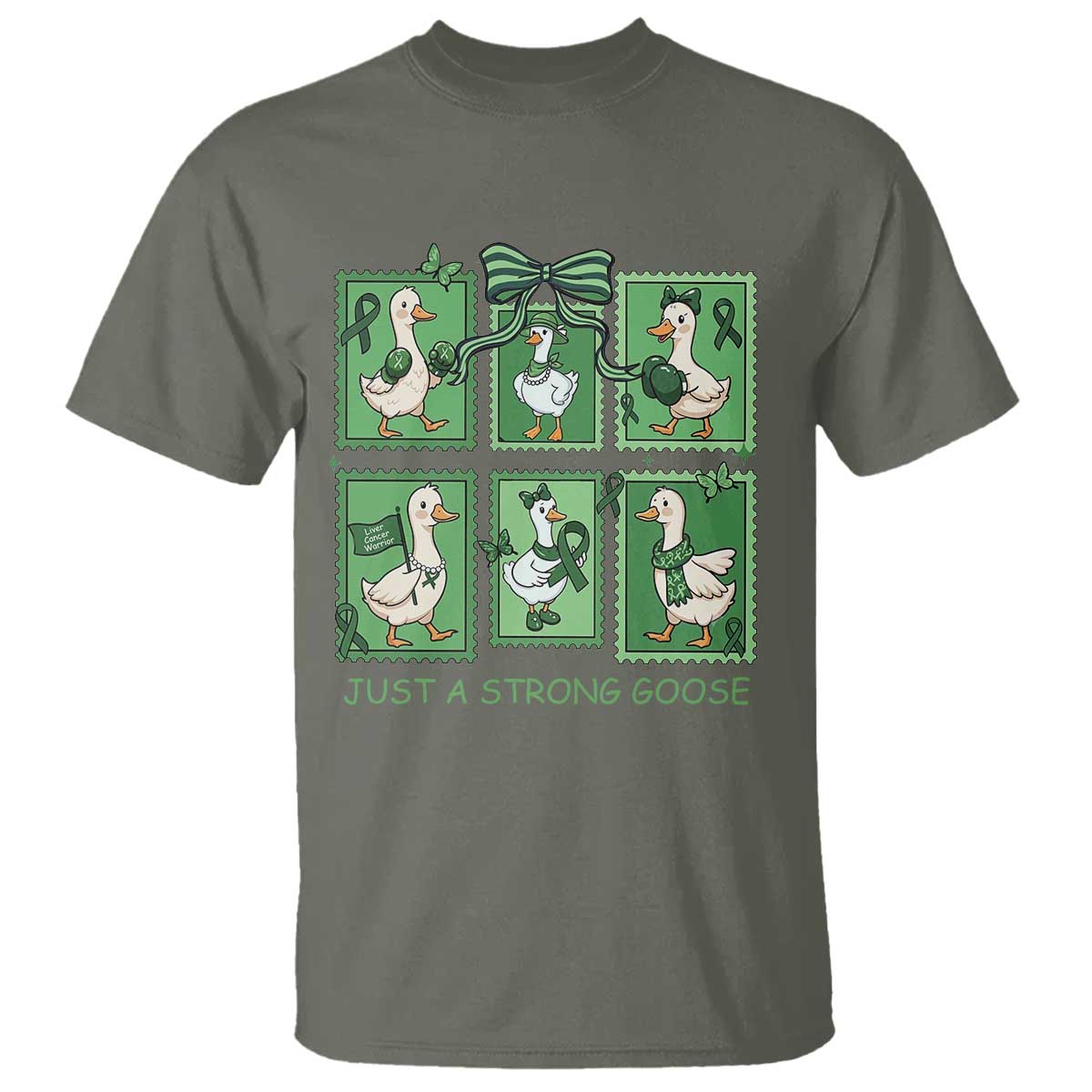 Funny Liver Cancer Warrior Support Gift T Shirt Just A Strong Goose