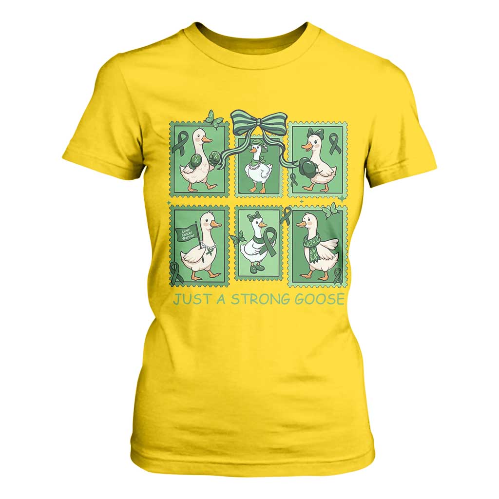 Funny Liver Cancer Warrior Support Gift T Shirt For Women Just A Strong Goose