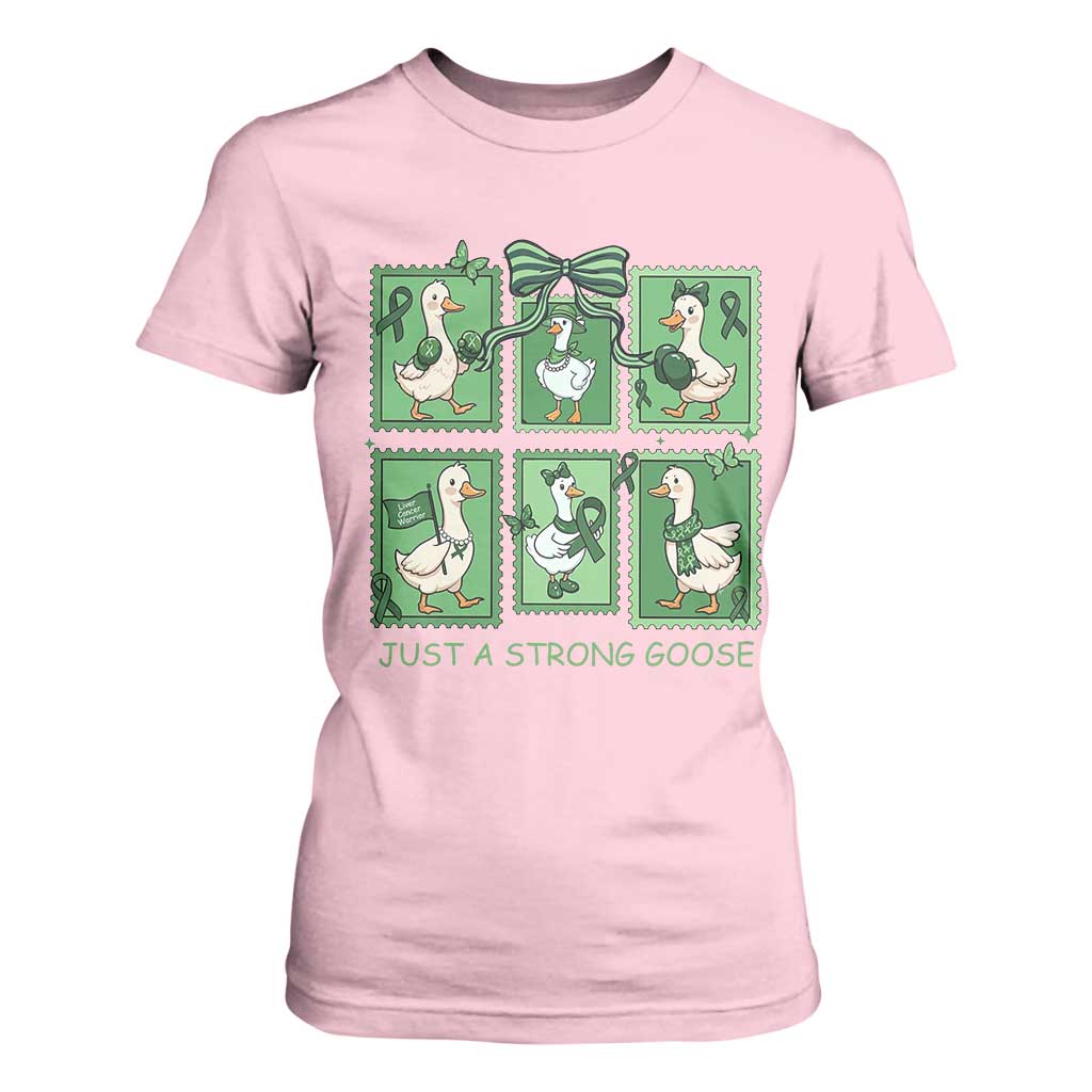 Funny Liver Cancer Warrior Support Gift T Shirt For Women Just A Strong Goose