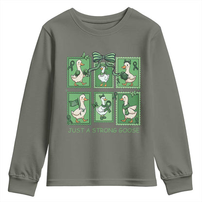 Funny Liver Cancer Warrior Support Gift Youth Sweatshirt Just A Strong Goose