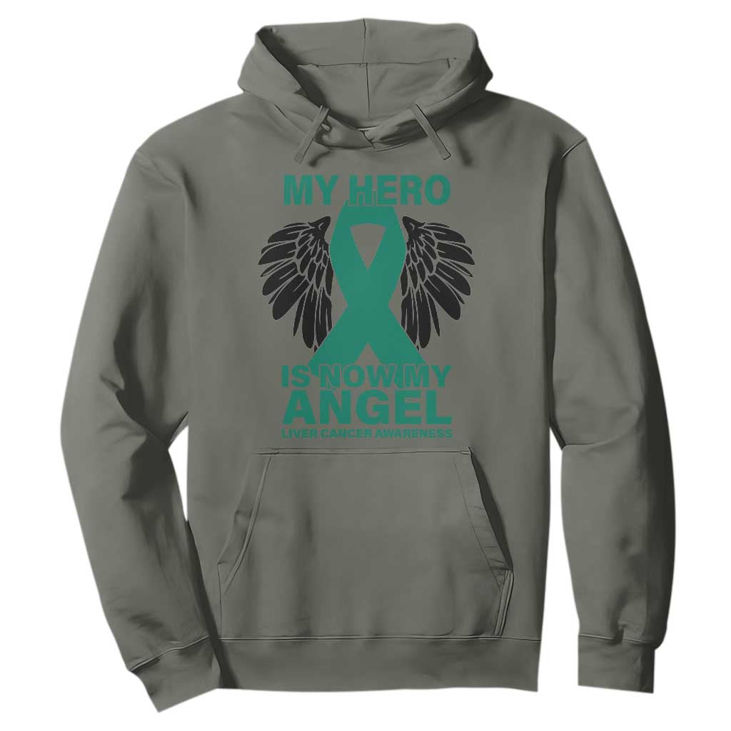 Liver Cancer Memorial Gift Hoodie My Hero Is Now My Angel
