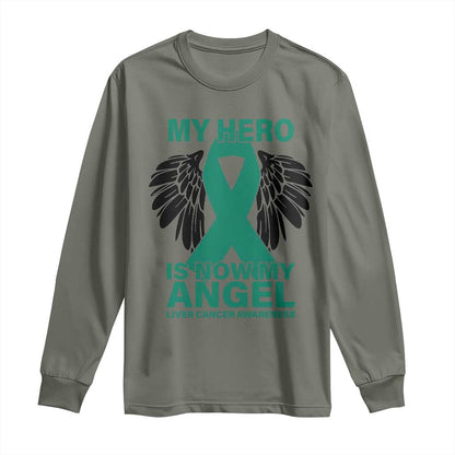 Liver Cancer Memorial Gift Long Sleeve Shirt My Hero Is Now My Angel
