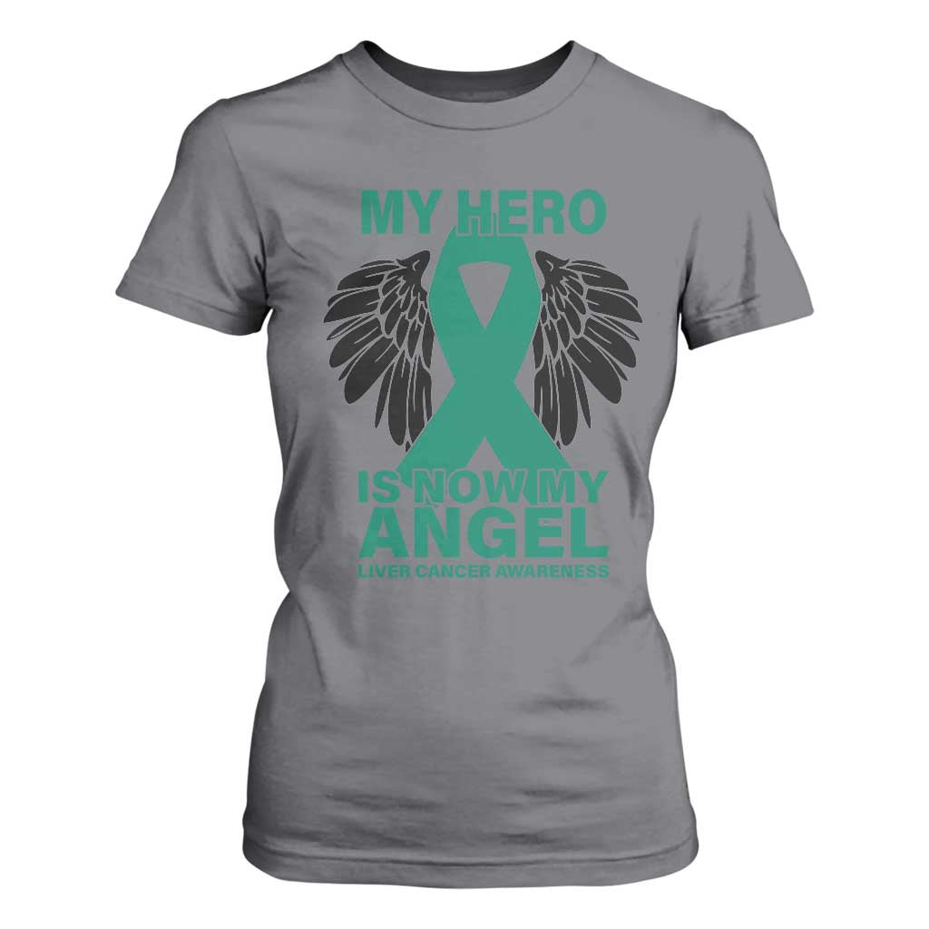 Liver Cancer Memorial Gift T Shirt For Women My Hero Is Now My Angel