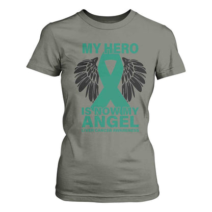 Liver Cancer Memorial Gift T Shirt For Women My Hero Is Now My Angel