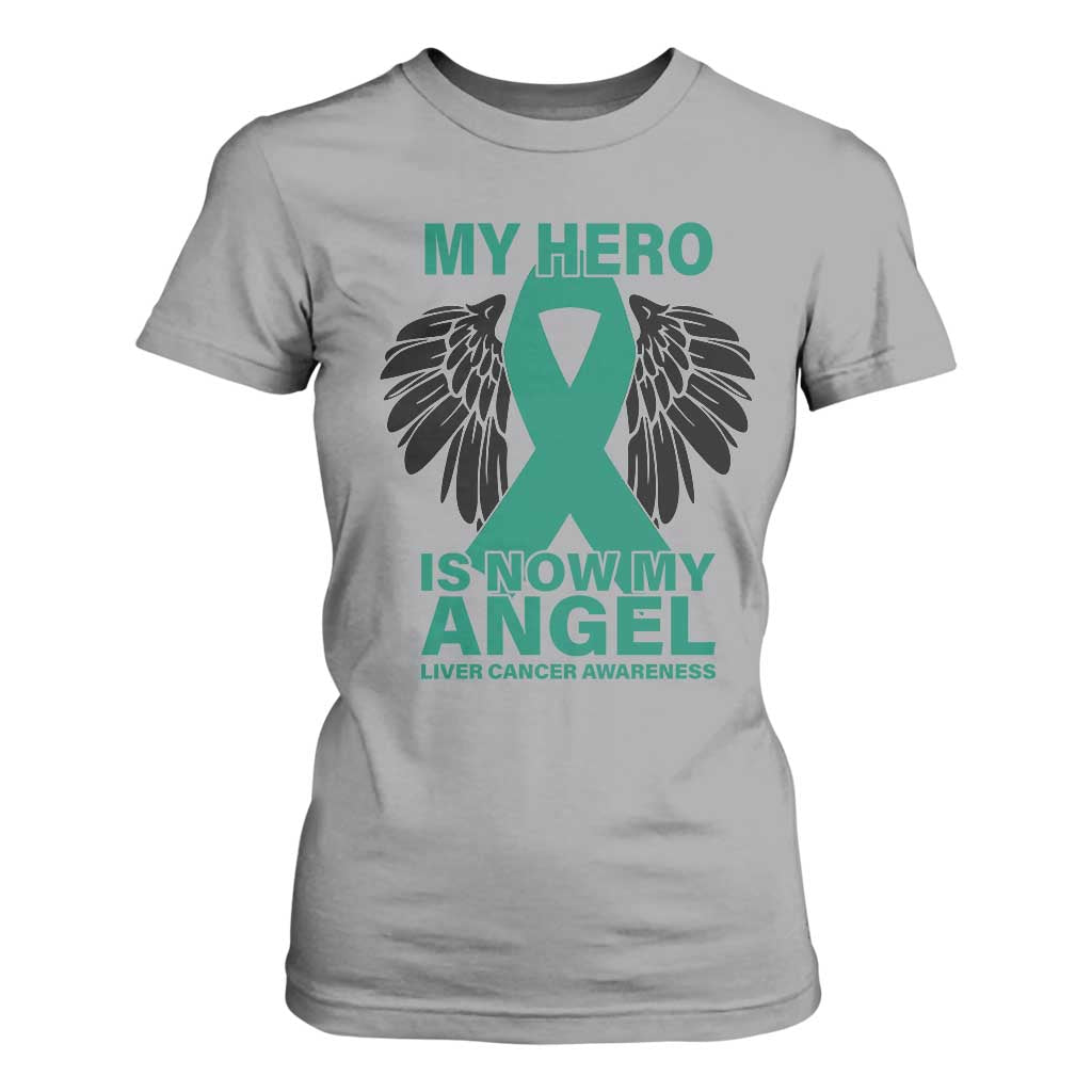 Liver Cancer Memorial Gift T Shirt For Women My Hero Is Now My Angel