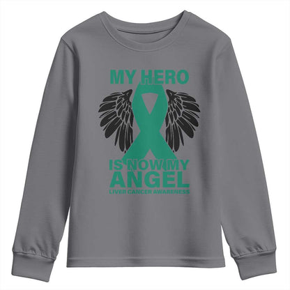 Liver Cancer Memorial Gift Youth Sweatshirt My Hero Is Now My Angel